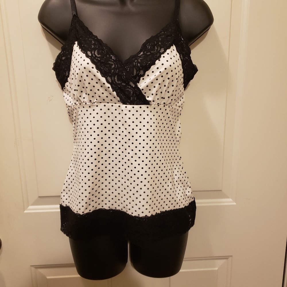 Polka Dot and Lace Camisole Tank Top